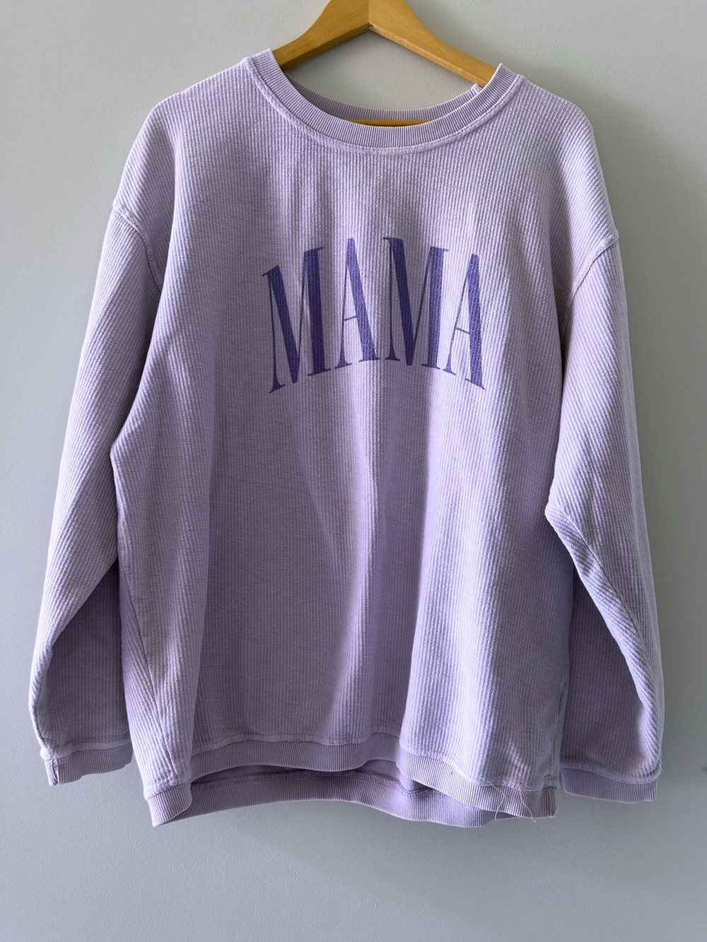 Chicka D Lyne Corded Crewneck Oversized Sweatshirt Purple Women's Large MAMA